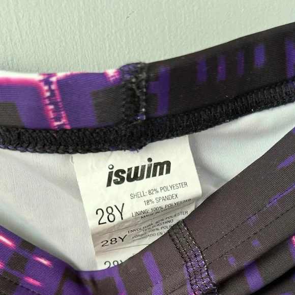 Purple Geometric Youth Competition Swim Shorts - Picture 2 of 3